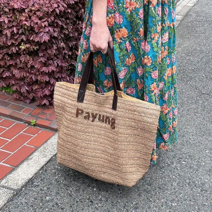 NINABAGS】ラフィアトートバッグL Payung限定ロゴ入り NINABAGS】ラフィアトートバッグL Payung限定ロゴ入り