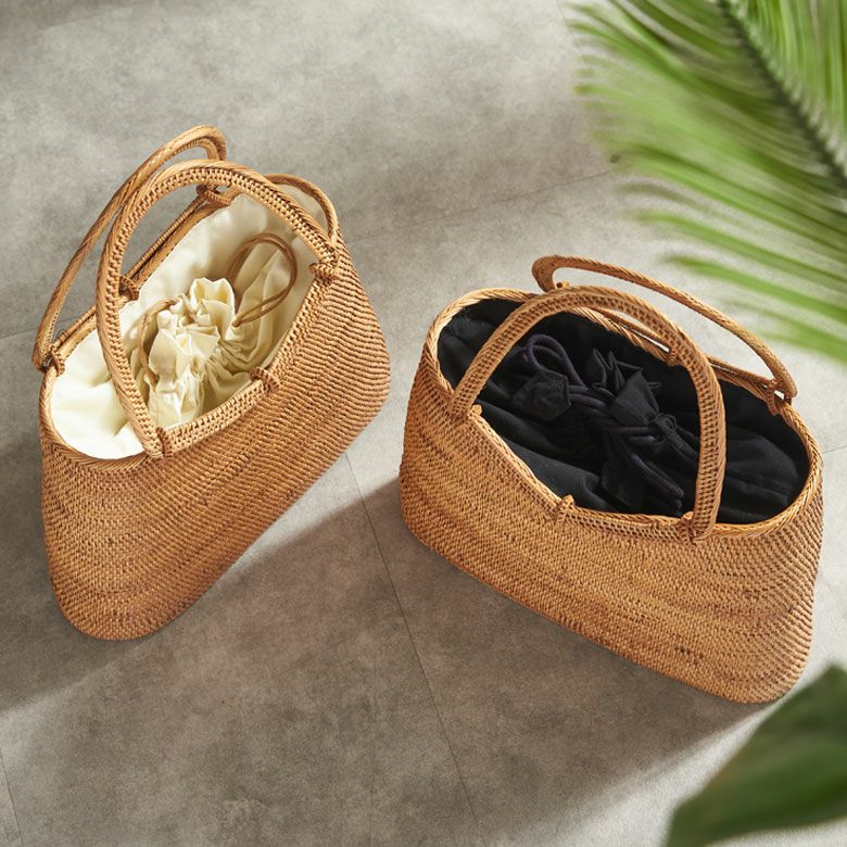 【未使用品】バリ島　アタバッグ　かごバッグ　内袋（巾着袋）付き アタバッグ バリ島 かごバッ グ内袋（巾着袋）付き - メルカリ