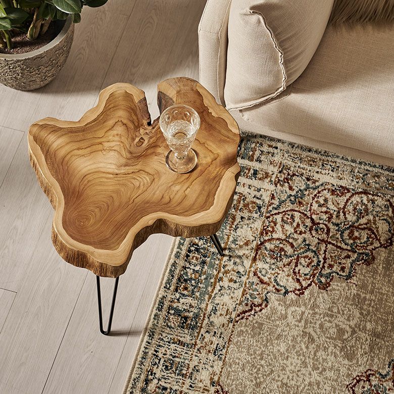 天然チークウッドの切り株サイドテーブル | インテリア雑貨のPayung